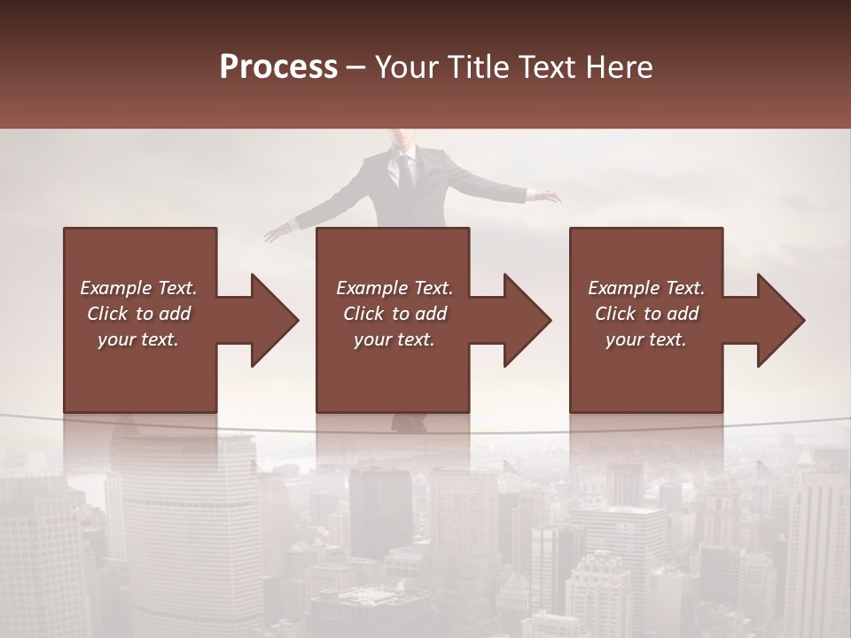 A Man Walking On A Tight Rope Over A City PowerPoint Template