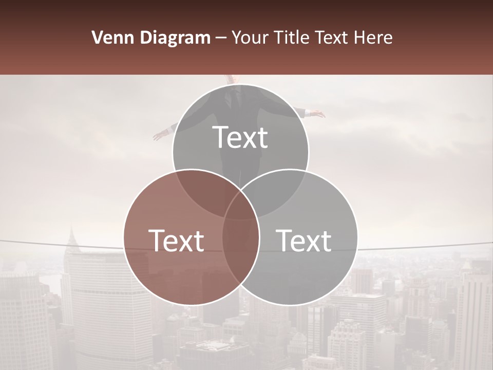 A Man Walking On A Tight Rope Over A City PowerPoint Template
