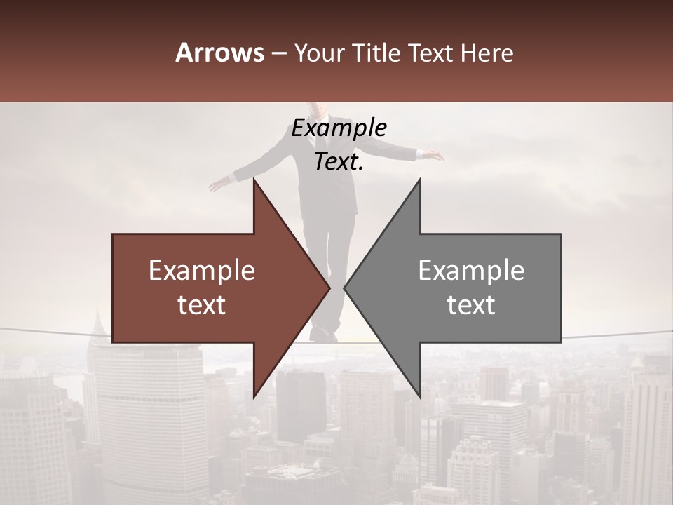 A Man Walking On A Tight Rope Over A City PowerPoint Template