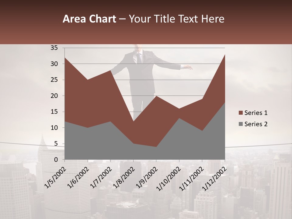 A Man Walking On A Tight Rope Over A City PowerPoint Template