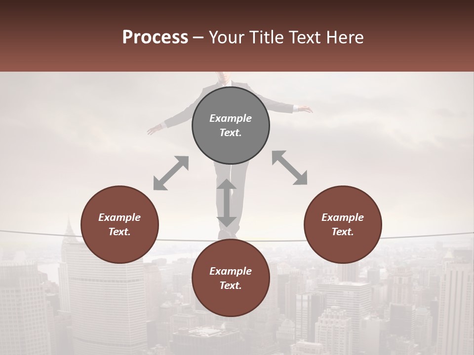 A Man Walking On A Tight Rope Over A City PowerPoint Template