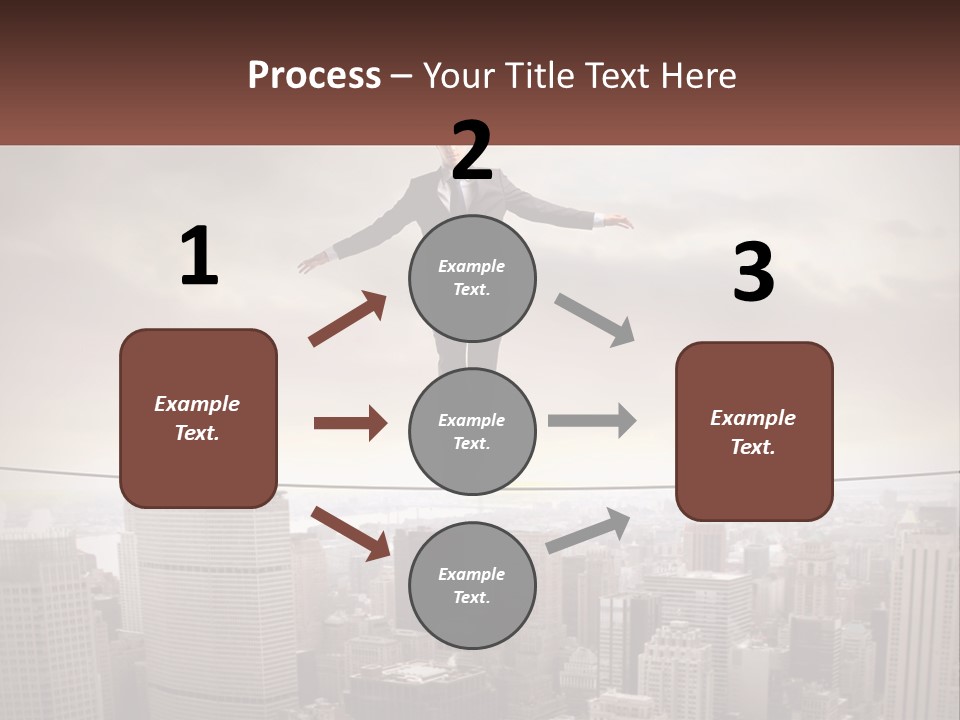 A Man Walking On A Tight Rope Over A City PowerPoint Template