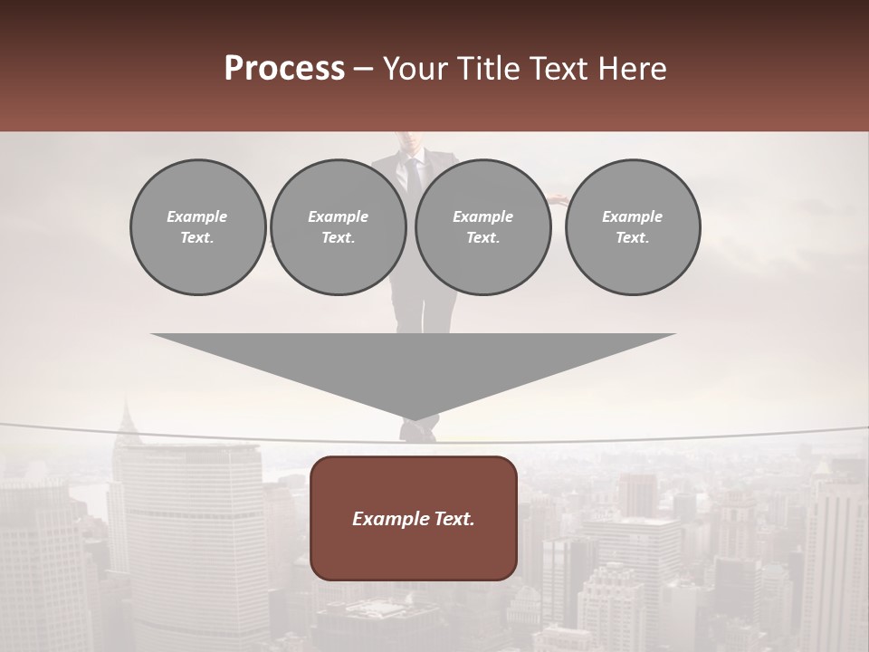A Man Walking On A Tight Rope Over A City PowerPoint Template
