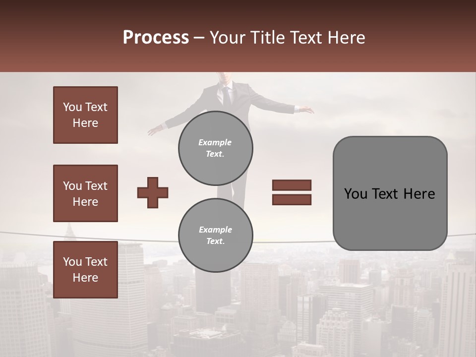 A Man Walking On A Tight Rope Over A City PowerPoint Template
