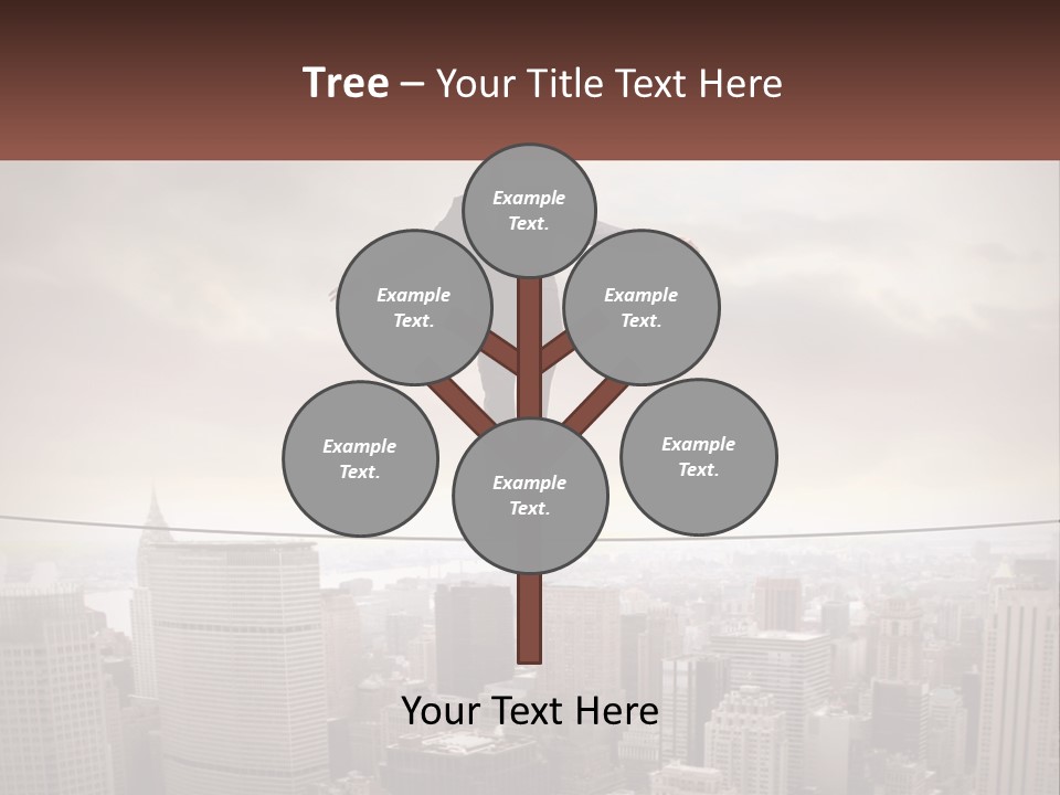 A Man Walking On A Tight Rope Over A City PowerPoint Template
