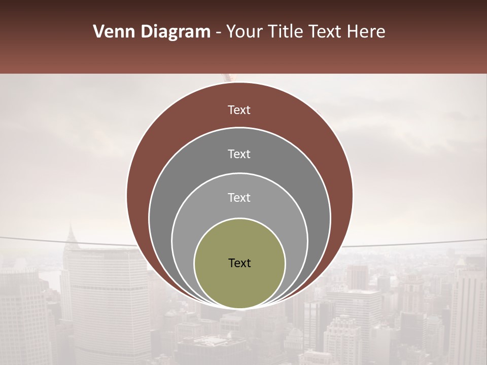 A Man Walking On A Tight Rope Over A City PowerPoint Template