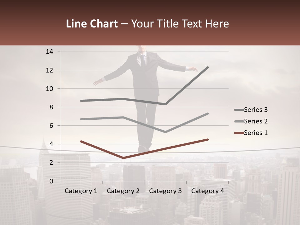 A Man Walking On A Tight Rope Over A City PowerPoint Template