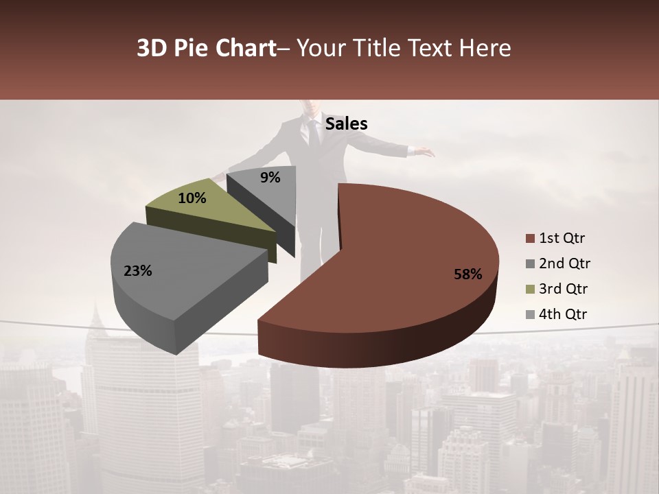A Man Walking On A Tight Rope Over A City PowerPoint Template