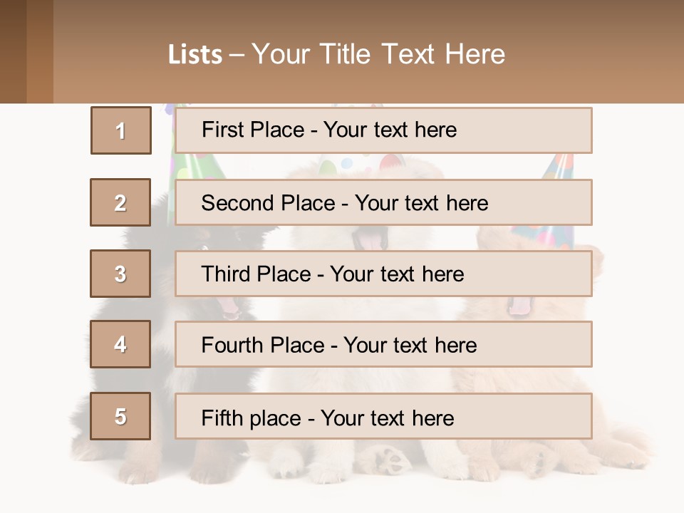 A Group Of Dogs Wearing Party Hats PowerPoint Template