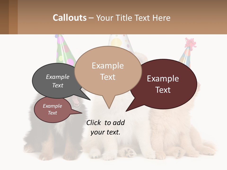 A Group Of Dogs Wearing Party Hats PowerPoint Template
