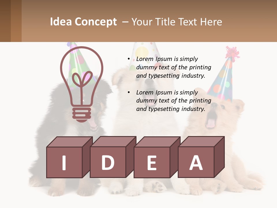 A Group Of Dogs Wearing Party Hats PowerPoint Template