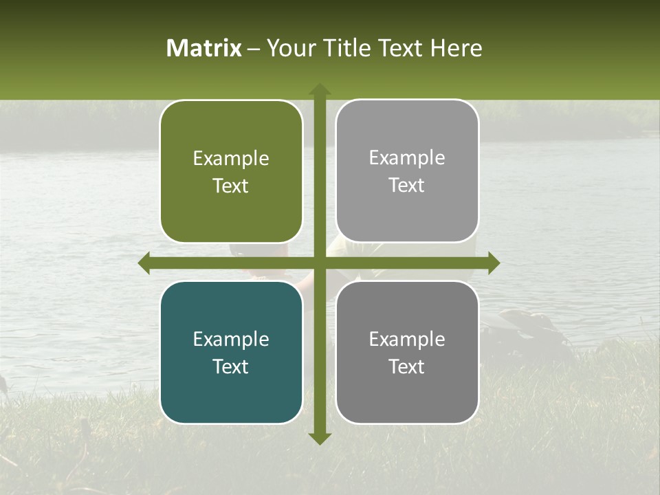 A Man And A Child Sitting On The Grass Near A Body Of Water PowerPoint Template