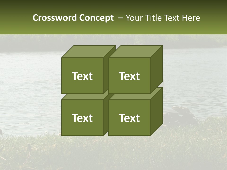 A Man And A Child Sitting On The Grass Near A Body Of Water PowerPoint Template