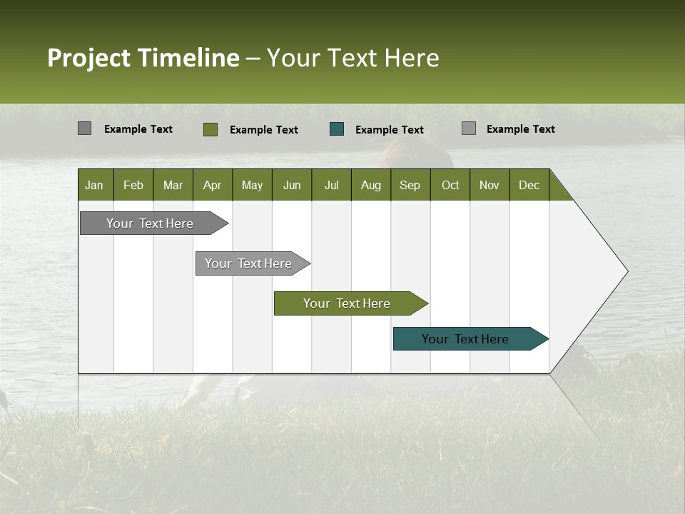A Man And A Child Sitting On The Grass Near A Body Of Water PowerPoint Template