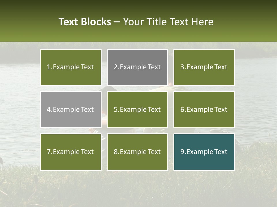 A Man And A Child Sitting On The Grass Near A Body Of Water PowerPoint Template