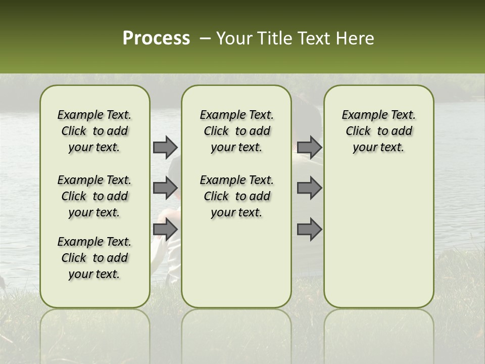 A Man And A Child Sitting On The Grass Near A Body Of Water PowerPoint Template