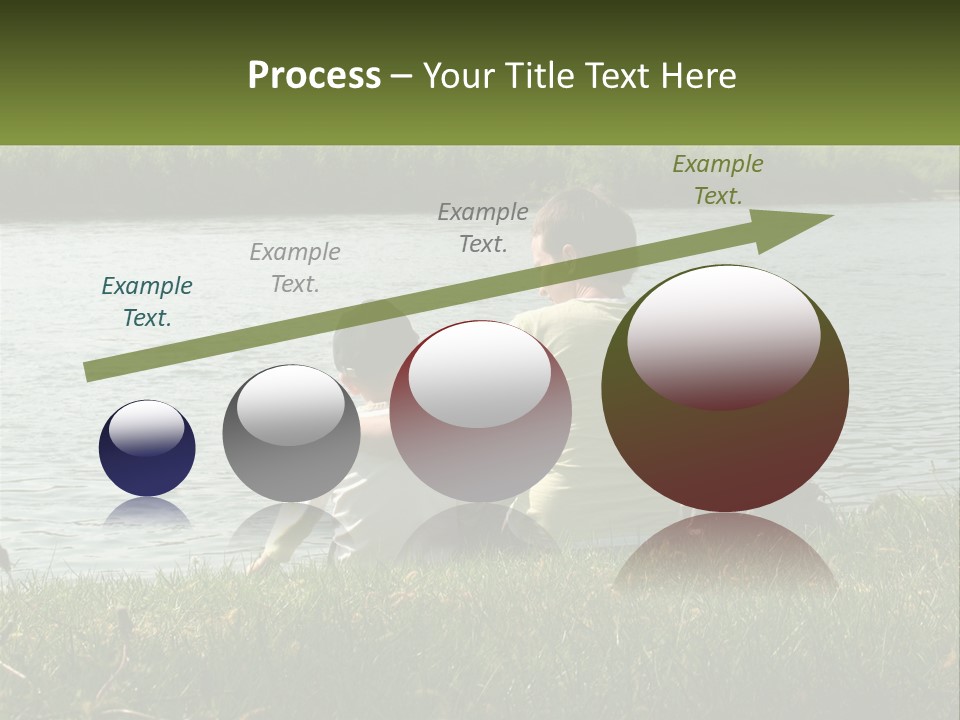 A Man And A Child Sitting On The Grass Near A Body Of Water PowerPoint Template