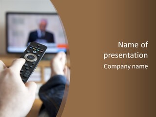 A Person Holding A Remote Control In Front Of A Television PowerPoint Template