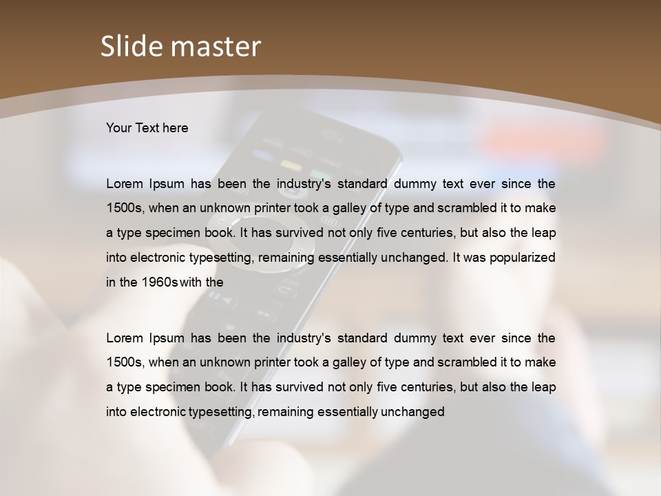 A Person Holding A Remote Control In Front Of A Television PowerPoint Template