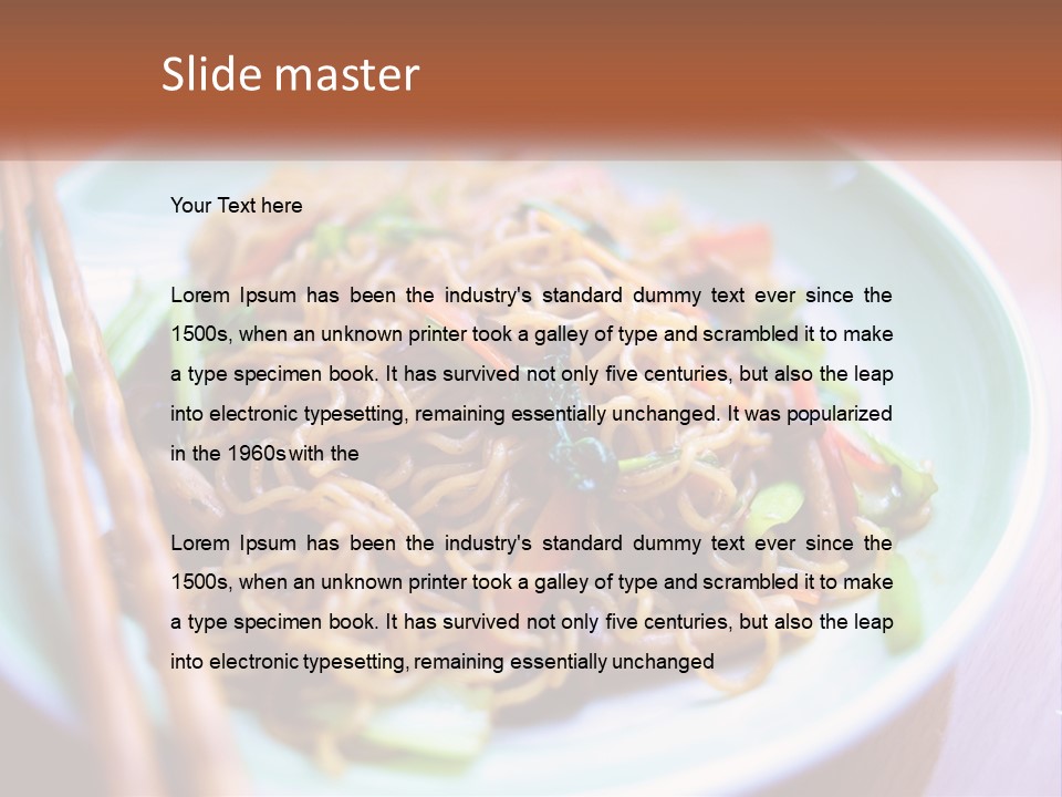 A Plate Of Noodles With Chopsticks On A Table PowerPoint Template