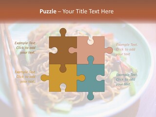 A Plate Of Noodles With Chopsticks On A Table PowerPoint Template