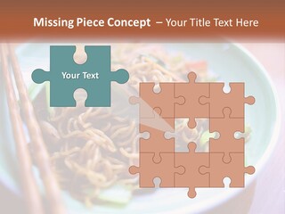 A Plate Of Noodles With Chopsticks On A Table PowerPoint Template