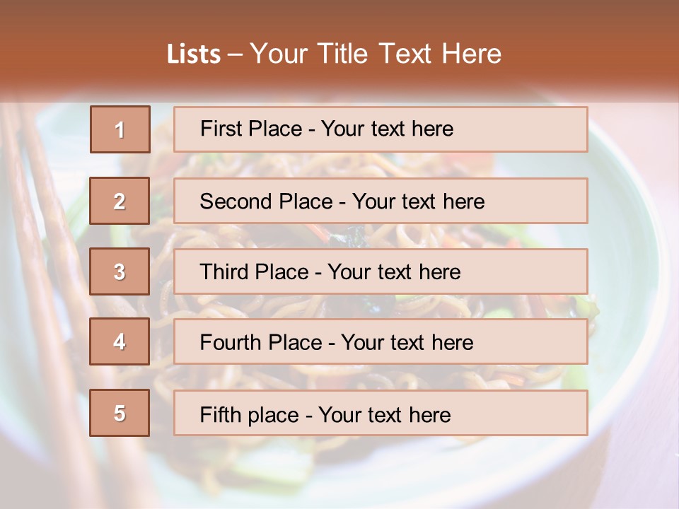 A Plate Of Noodles With Chopsticks On A Table PowerPoint Template