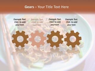 A Plate Of Noodles With Chopsticks On A Table PowerPoint Template