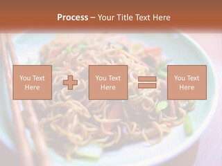 A Plate Of Noodles With Chopsticks On A Table PowerPoint Template