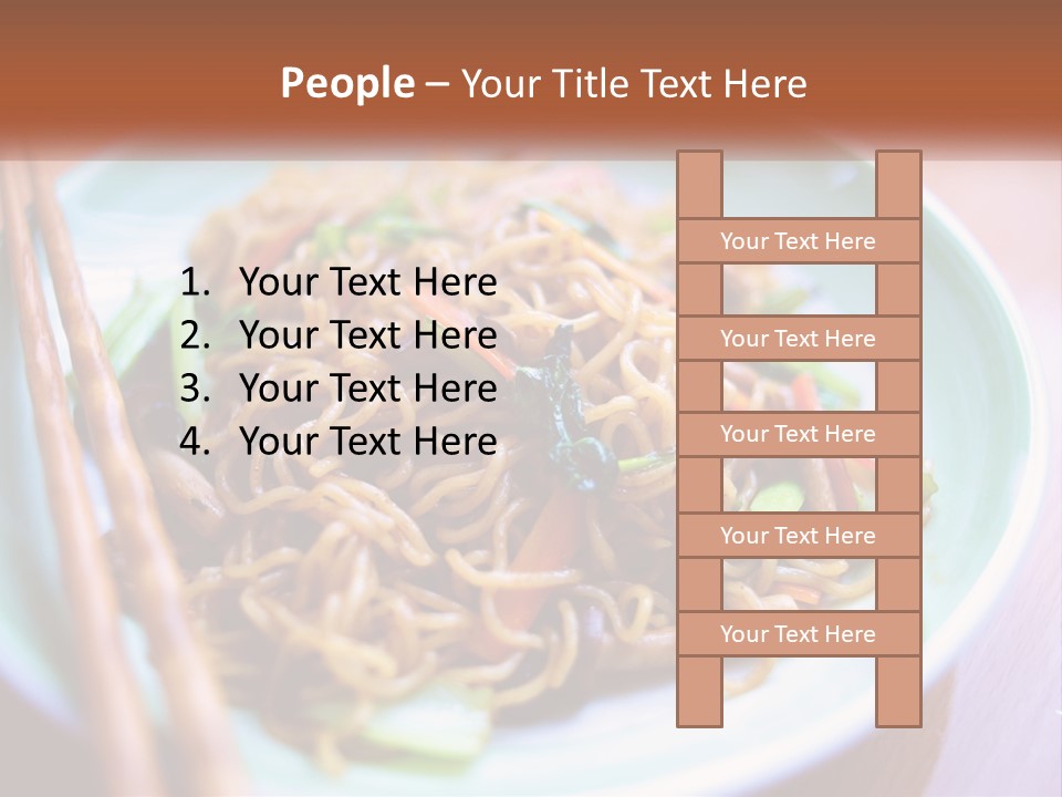 A Plate Of Noodles With Chopsticks On A Table PowerPoint Template