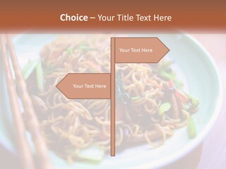 A Plate Of Noodles With Chopsticks On A Table PowerPoint Template