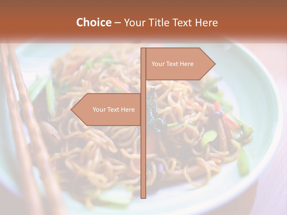 A Plate Of Noodles With Chopsticks On A Table PowerPoint Template