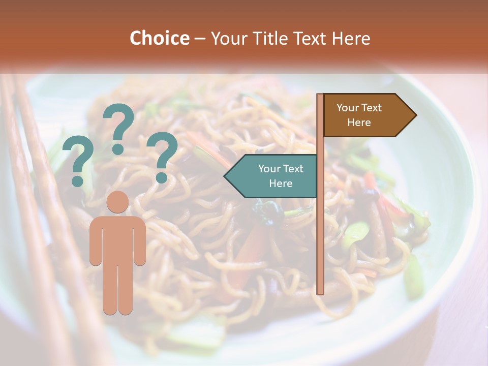 A Plate Of Noodles With Chopsticks On A Table PowerPoint Template