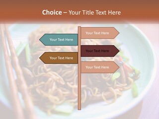 A Plate Of Noodles With Chopsticks On A Table PowerPoint Template