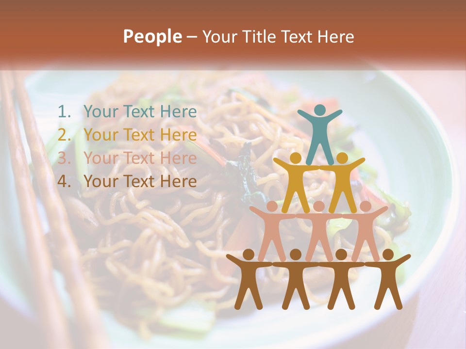A Plate Of Noodles With Chopsticks On A Table PowerPoint Template