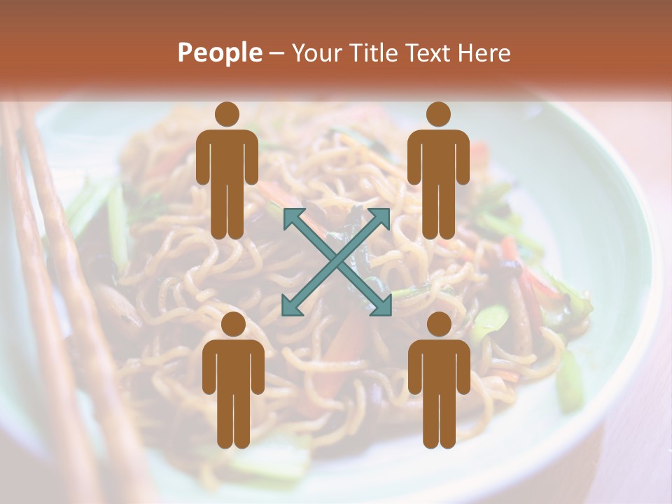 A Plate Of Noodles With Chopsticks On A Table PowerPoint Template