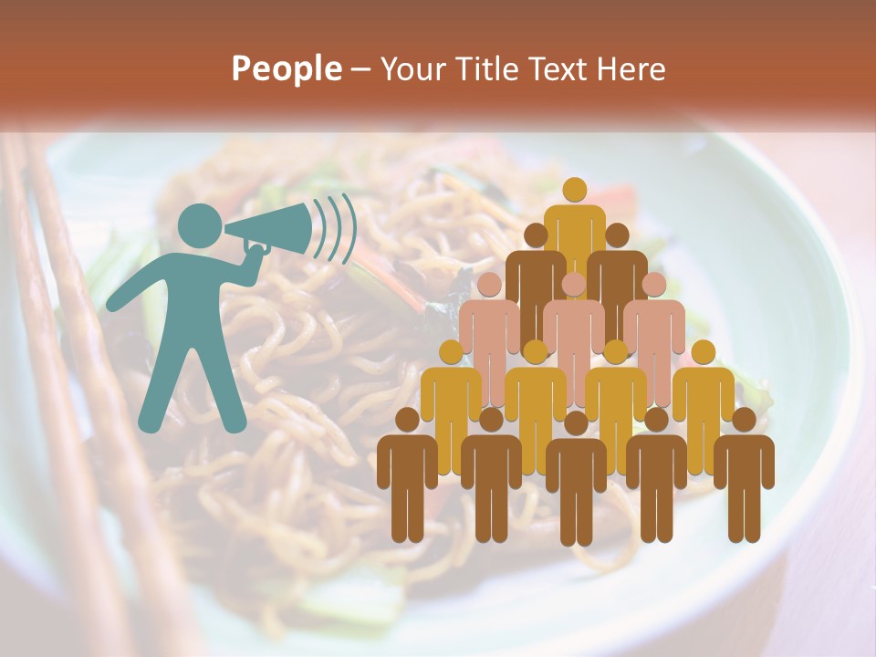 A Plate Of Noodles With Chopsticks On A Table PowerPoint Template