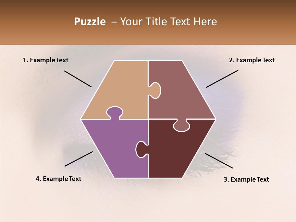 A Close Up Of A Purple Eye With A Brown Background PowerPoint Template