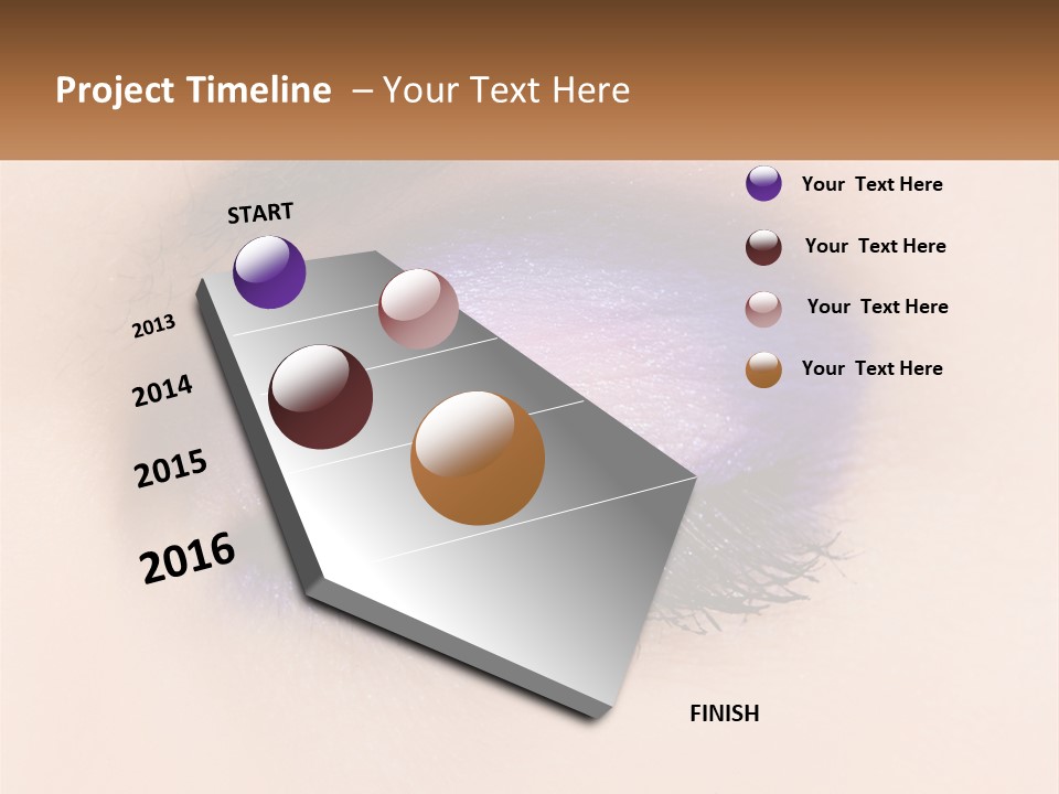 A Close Up Of A Purple Eye With A Brown Background PowerPoint Template