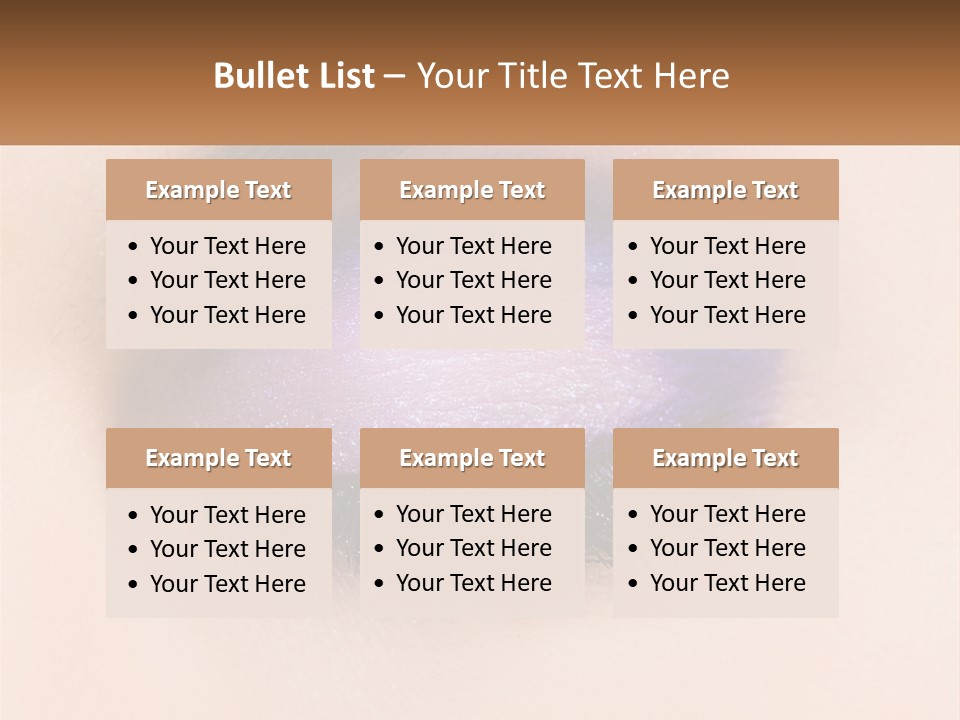 A Close Up Of A Purple Eye With A Brown Background PowerPoint Template