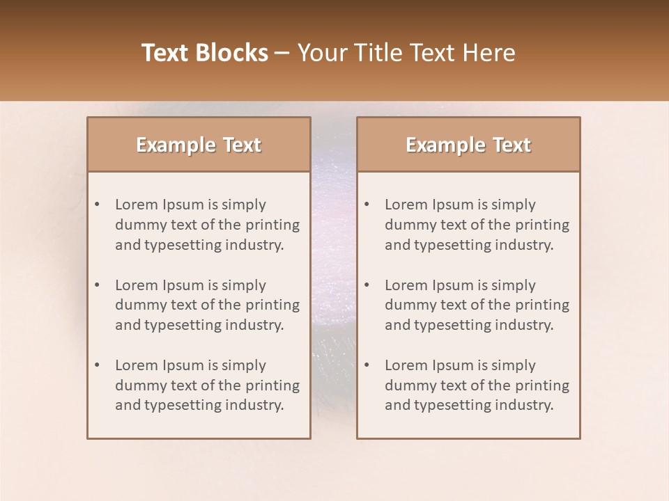 A Close Up Of A Purple Eye With A Brown Background PowerPoint Template