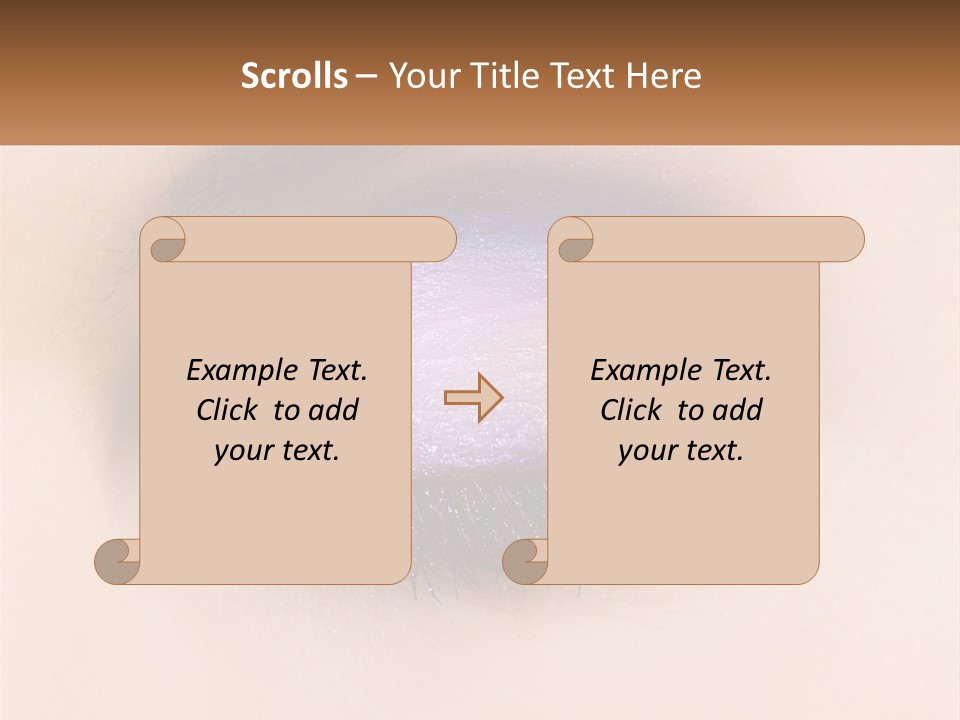 A Close Up Of A Purple Eye With A Brown Background PowerPoint Template