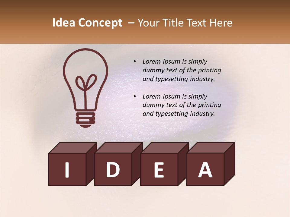 A Close Up Of A Purple Eye With A Brown Background PowerPoint Template