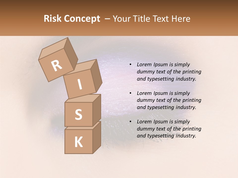 A Close Up Of A Purple Eye With A Brown Background PowerPoint Template