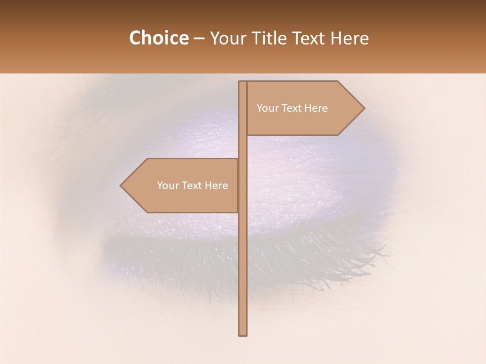A Close Up Of A Purple Eye With A Brown Background PowerPoint Template