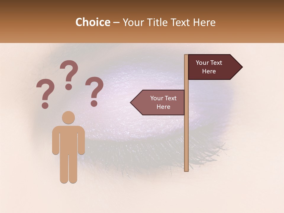 A Close Up Of A Purple Eye With A Brown Background PowerPoint Template