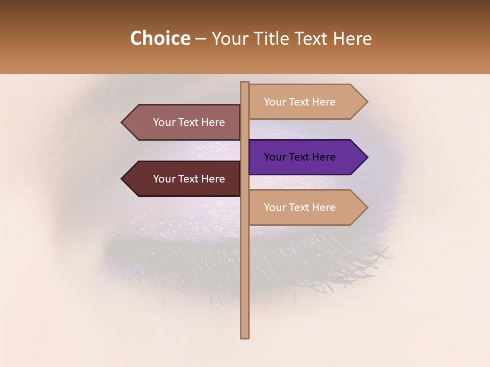 A Close Up Of A Purple Eye With A Brown Background PowerPoint Template