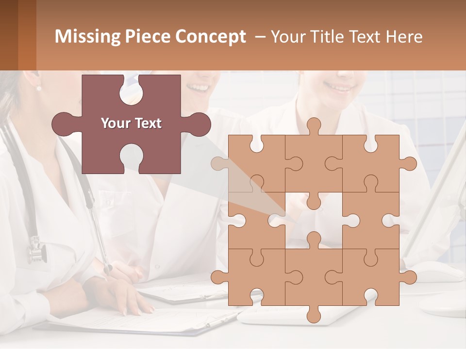 Three Women In White Lab Coats Are Looking At A Computer Screen PowerPoint Template