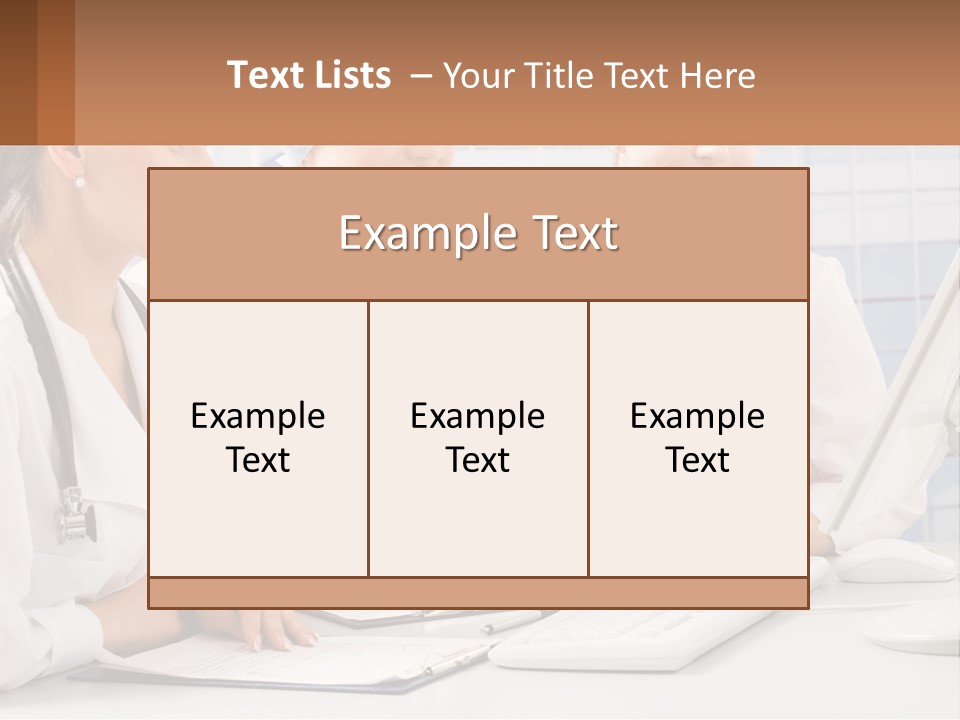 Three Women In White Lab Coats Are Looking At A Computer Screen PowerPoint Template