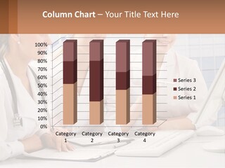 Three Women In White Lab Coats Are Looking At A Computer Screen PowerPoint Template